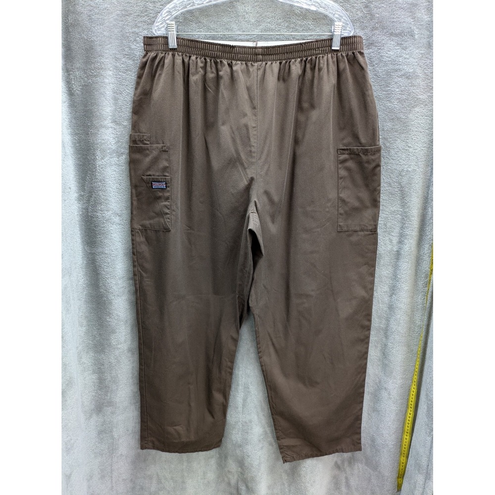 Cherokee‎ Workwear Scrub Pants Womens 2XL Brown Elastic Waist Cargo Uniform